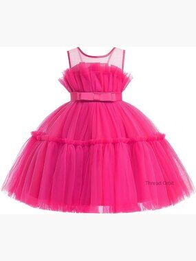 Toddler Flower Girl Dress Tutu Tulle Birthday Party Ball Gown
